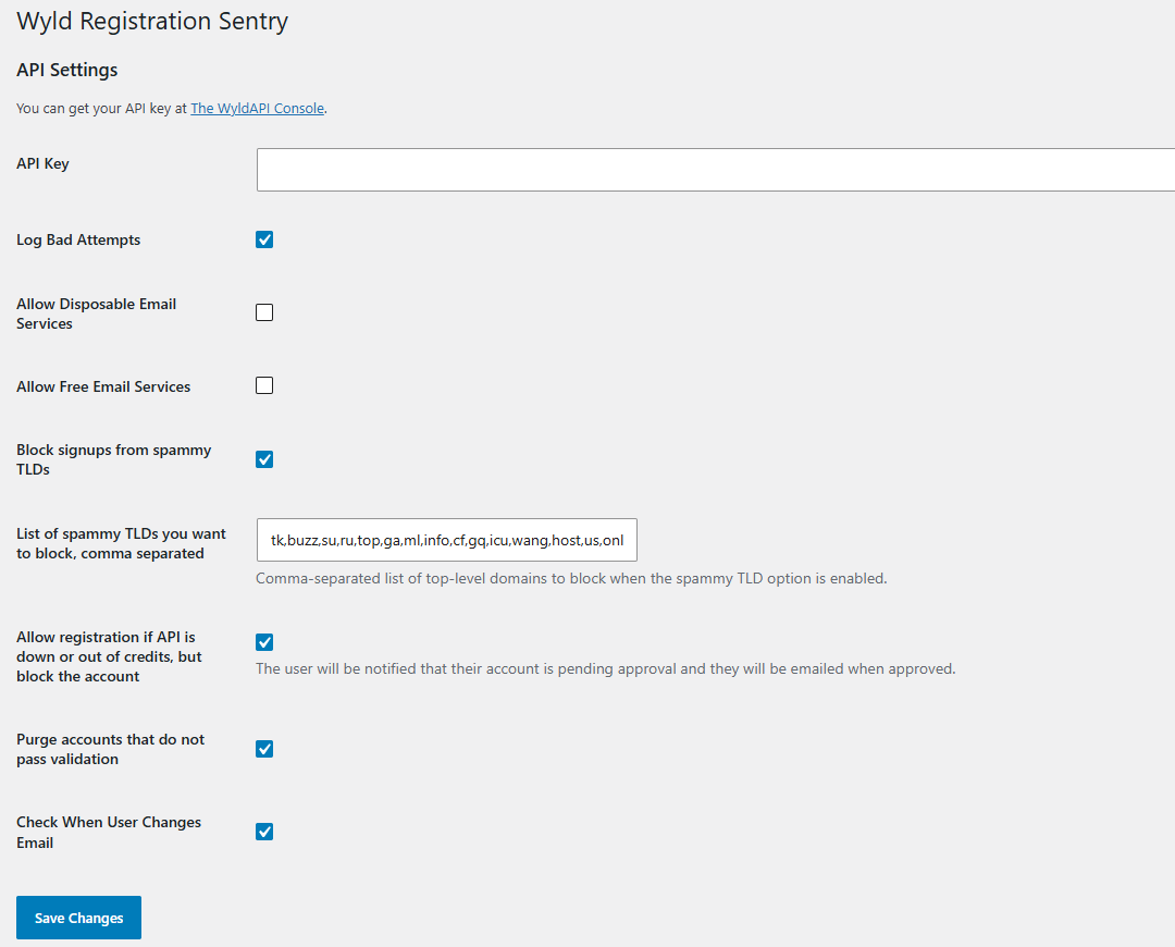 Wyld Registration Sentry