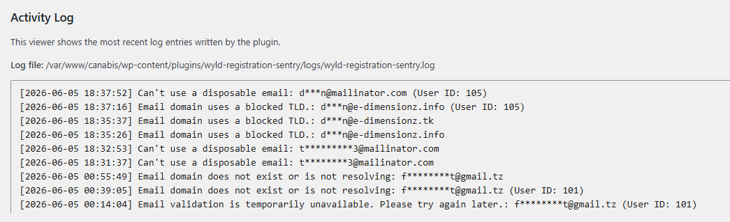 Wyld Registration Sentry