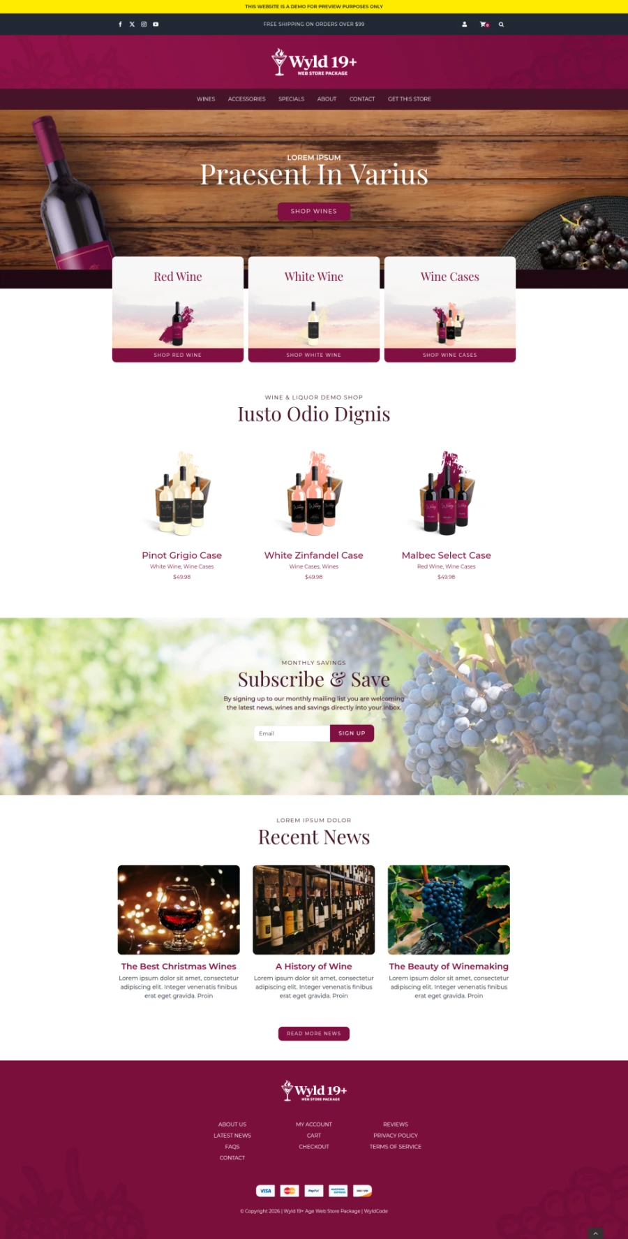 Example of customized store branding and colours