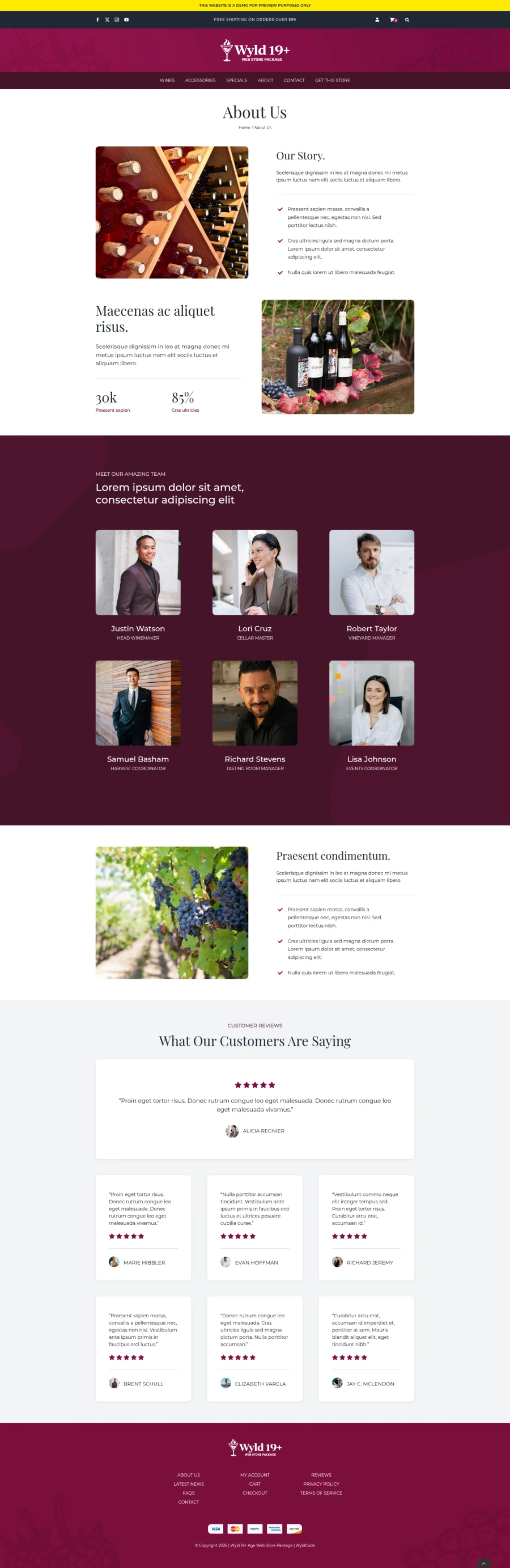 19+ eCommerce store About company page