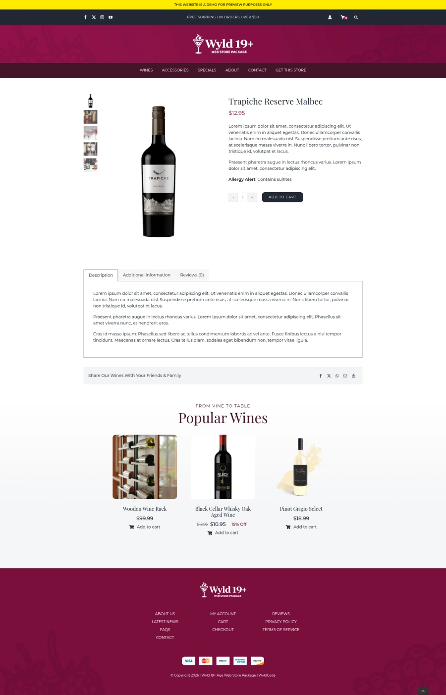 Product listing page with pricing and add-to-cart options