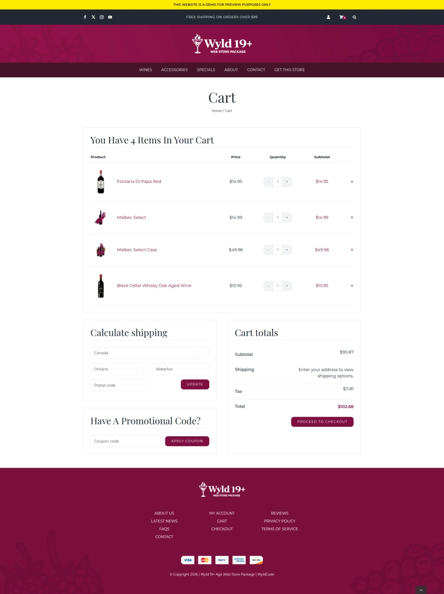 Order summary including delivery details